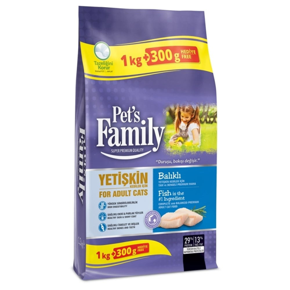 PET'S FAMİLY BALIKLI YET.KEDİ MAMA 1000+300GR