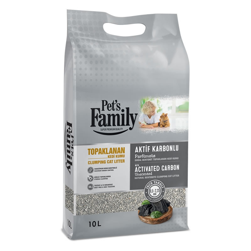 PET'S FAMİLY KEDİ KUMU İNCE BENT.KARBONLU 10LT.