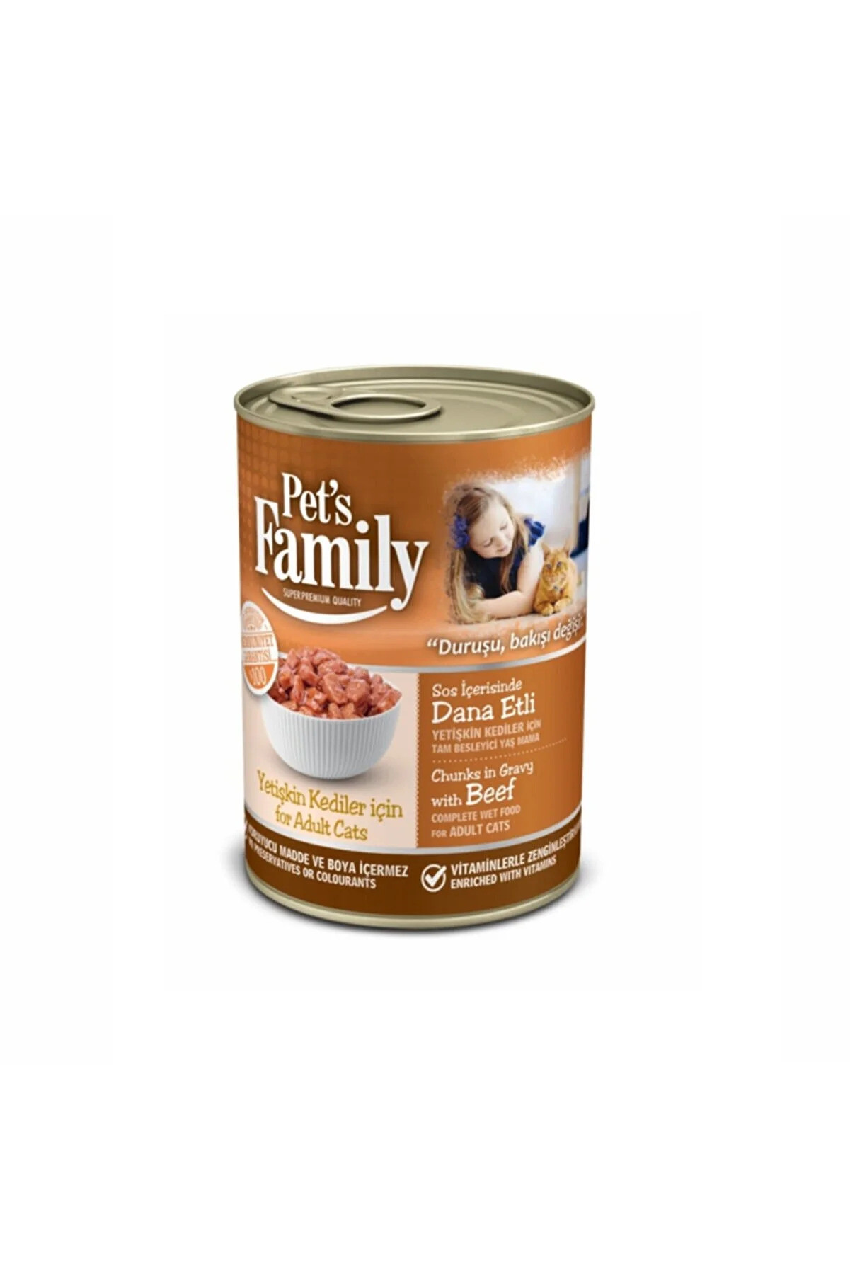 PET'S FAMİLY KEDİ MAMA KONS.DANAETLİ KEDİ 410GR
