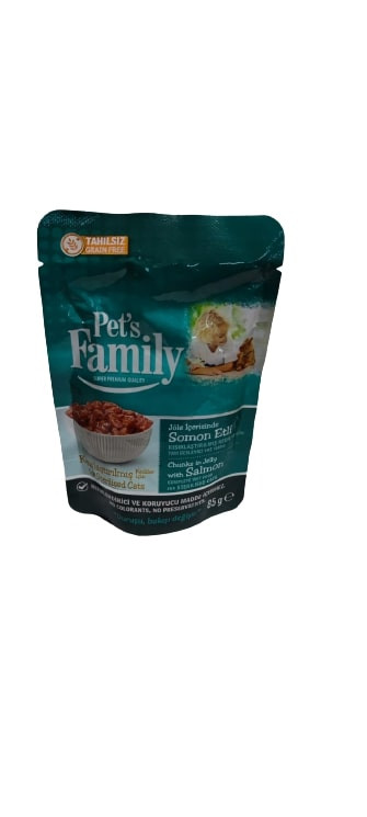 PET'S FAMİLY KEDİ MAMA POUCH YAŞ SOM.JÖL.YET.85GR