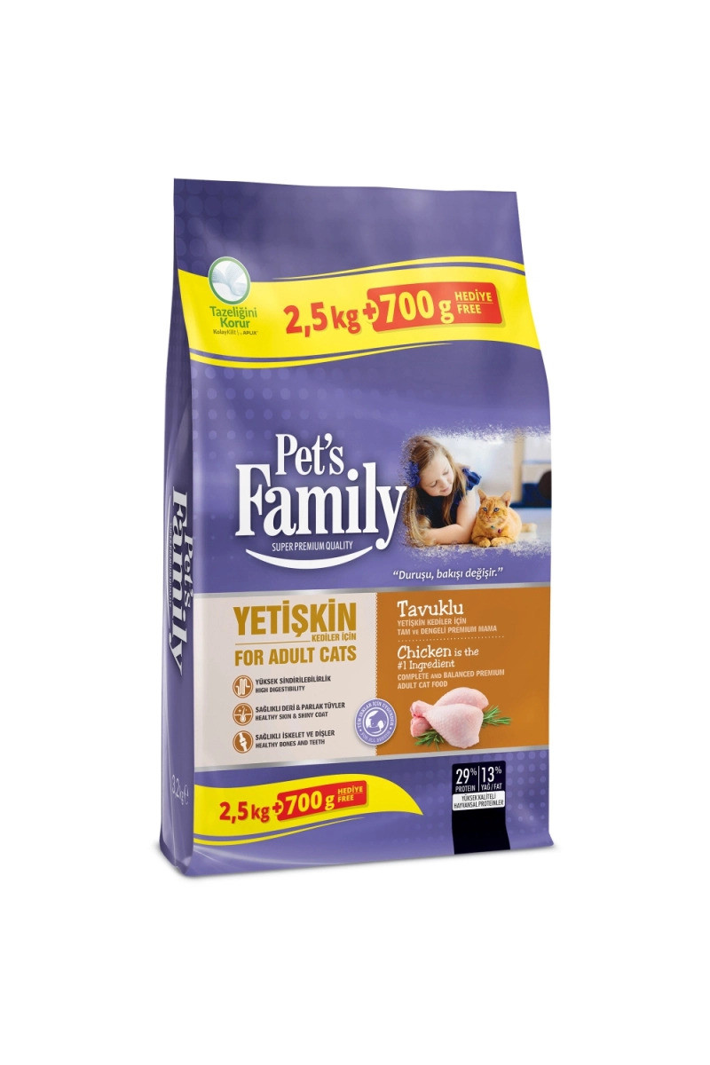 PET'S FAMİLY KEDİ MAMA TAV.YETİŞKİN 2500+700GR