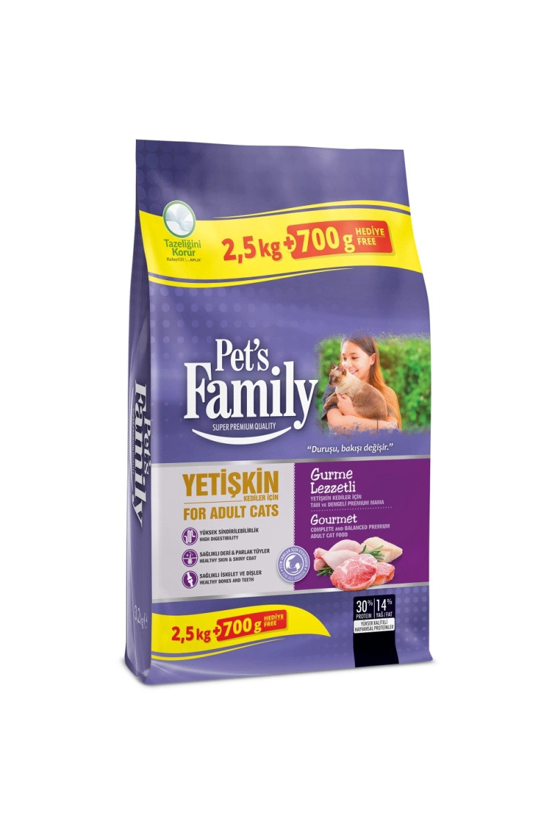 PET'S FAMİLY KEDİ MAMA GURME YET. 2500+700GR