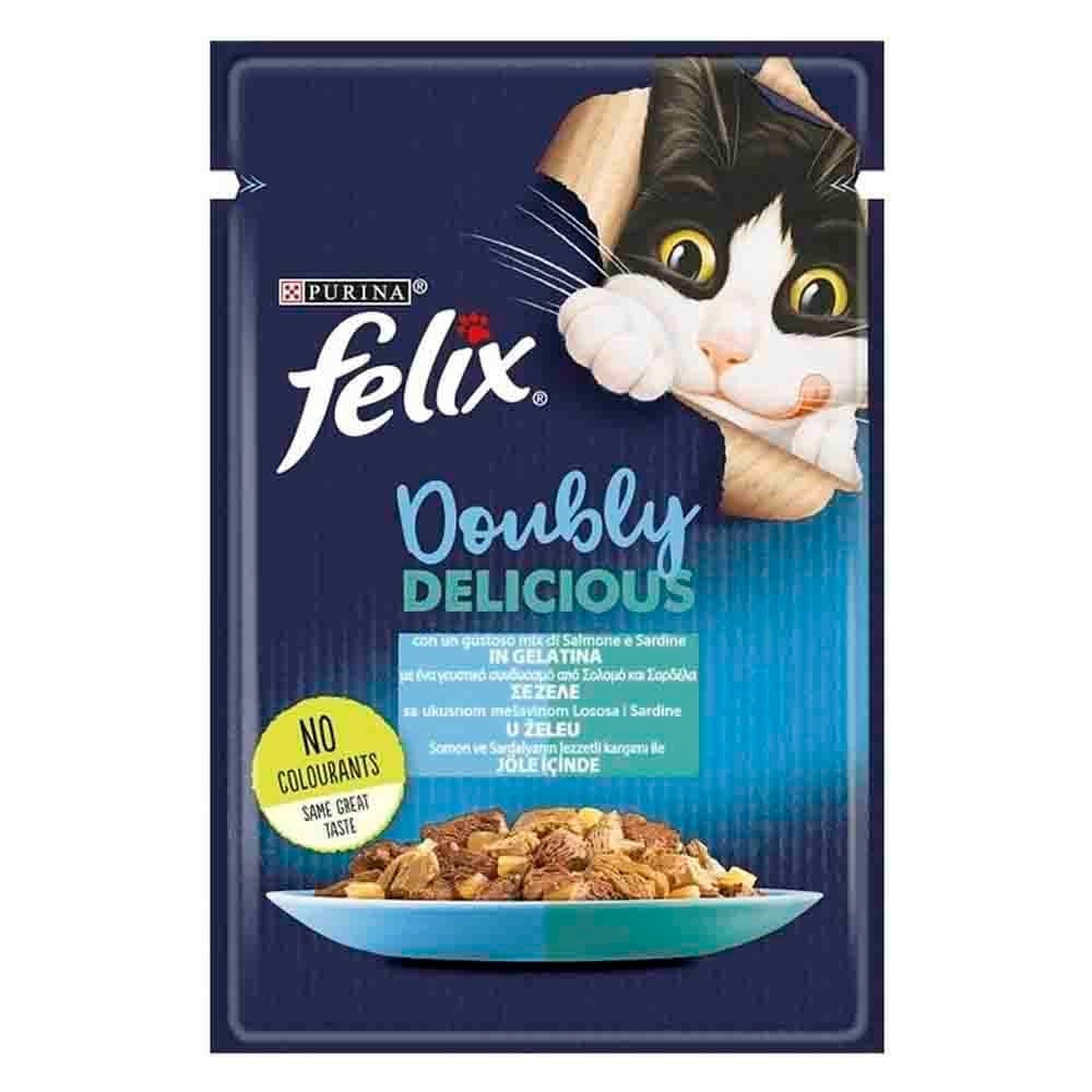 FELİX POUCH ÇİFTE LEZZET SARDALYA SOMON KEDİ YAŞ MAMA 85GR