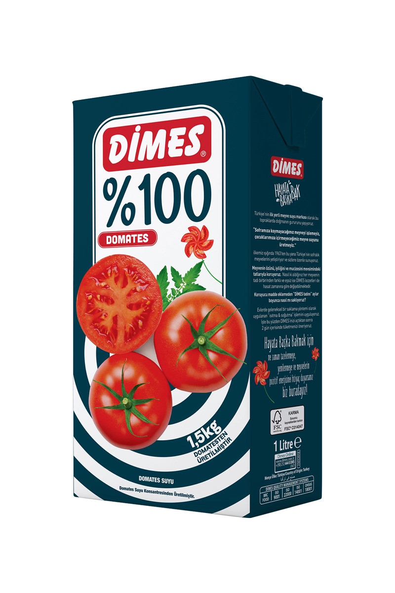 DİMES %100 DOMATES SUYU 1LT