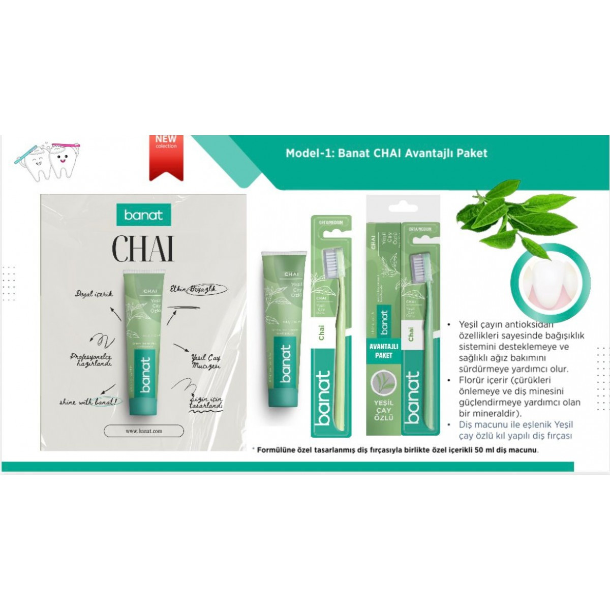 BANAT DİŞ FIRÇASI+DİŞ MACUNU CHAİ 50ML