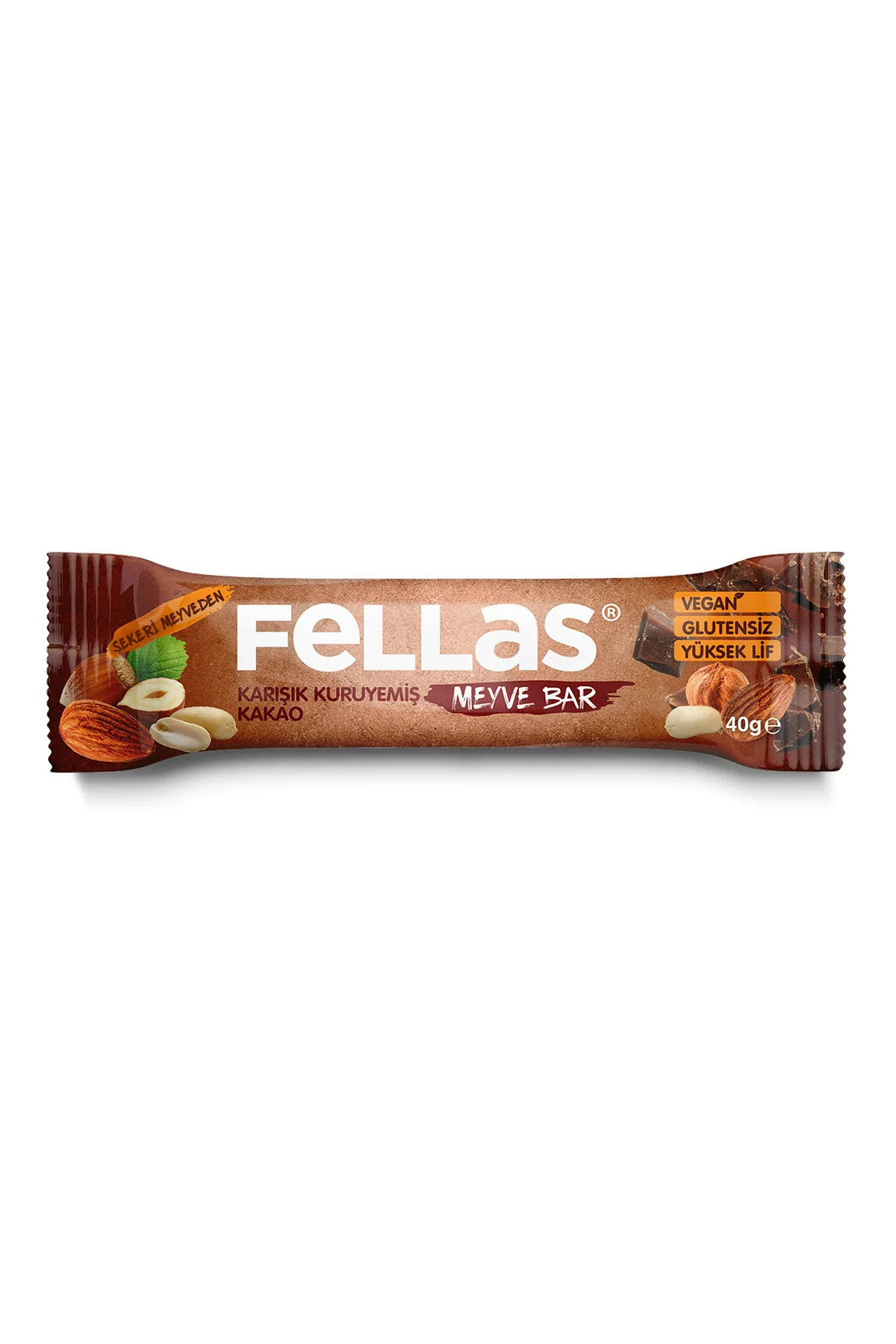 FELLAS KARIŞIK KURUYEMİŞLİ KAKAOLU MEYVE BAR 40GR